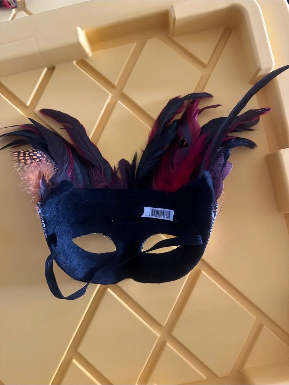 Feathered Venetian Mask Party Mask in Black and Gold
